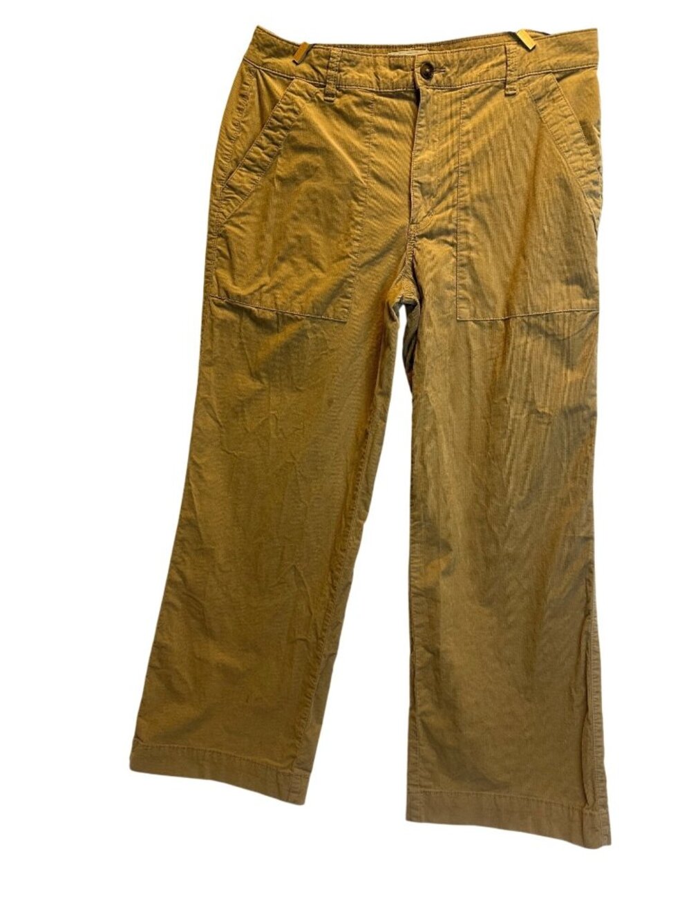 Weatherproof Vintage Womens Tan Corduroy High Rise Wide Leg Patch Pocket Pants